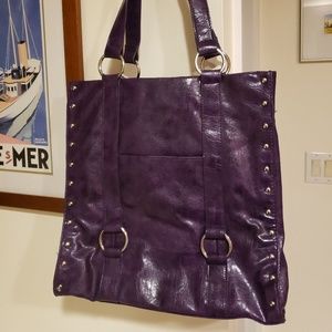 Vegan leather Purple studded tote/purse
